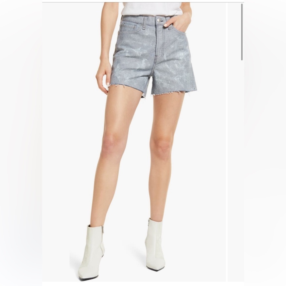 Rag & Bone Maya High Rise Reverse Tie Dye Denim Jean Shorts NWT 29 Gray White